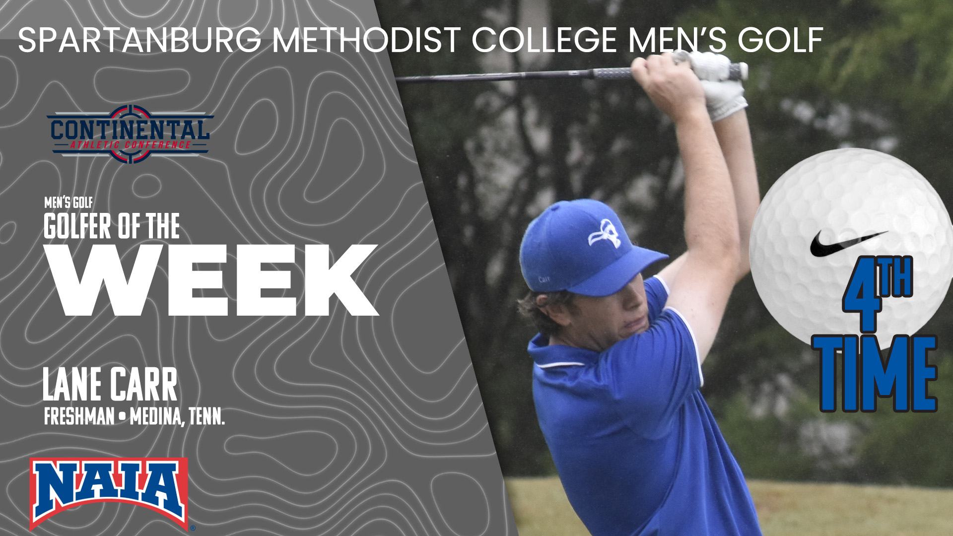Lane Carr Named CAC Men's Golfer of the Week for a Fourth Time