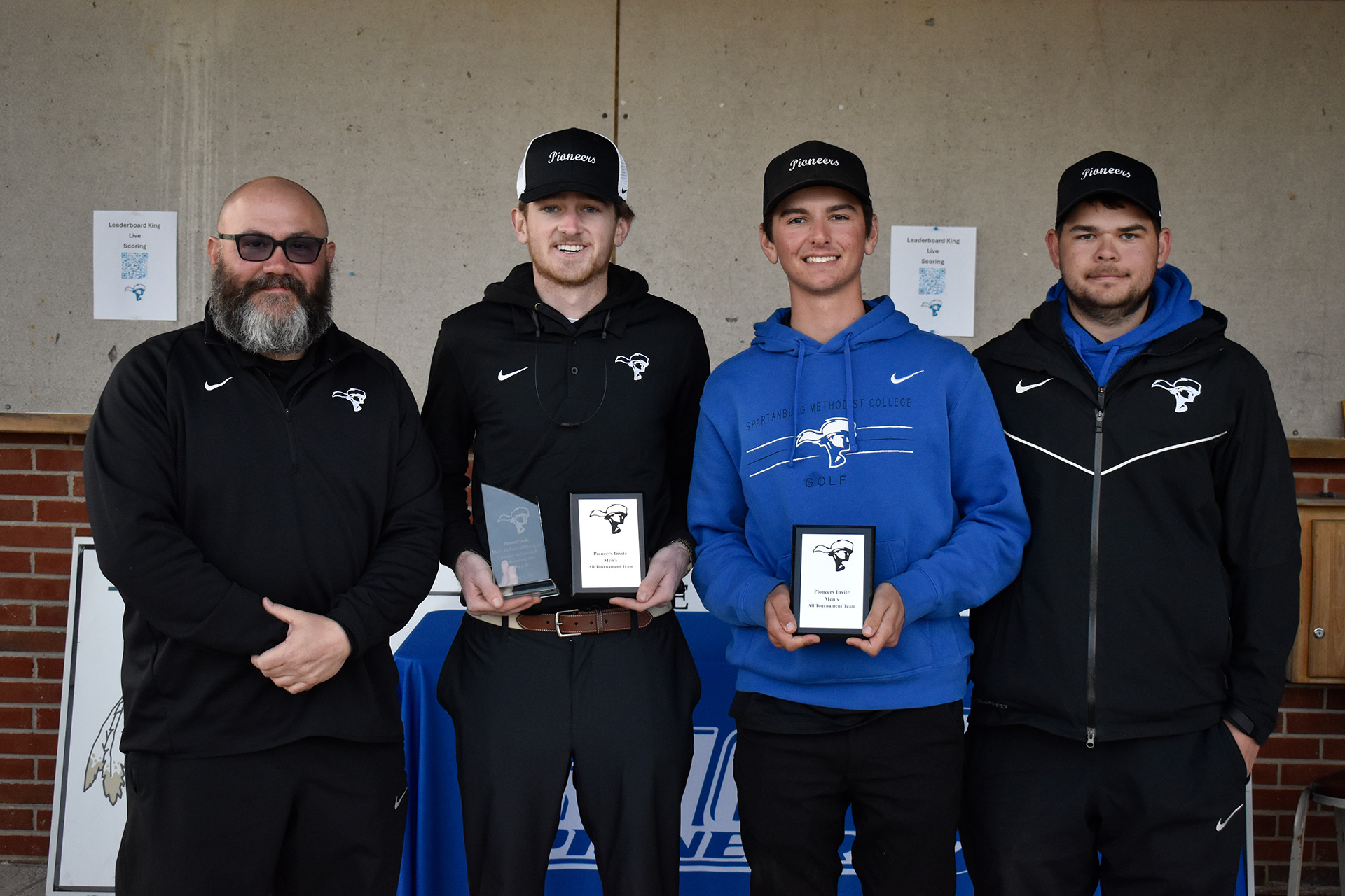 All-Tournament Honorees from left to right: SMC head coach Kevin Cotrell (Left), AJ Dietrich (Center), Thomas Campbell (Middle), SMC assistant coach Elijah Bolin